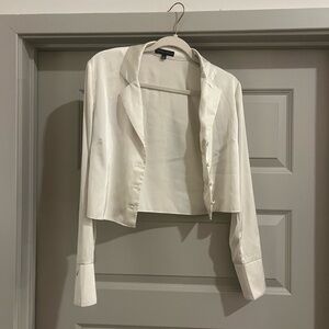 White silk women crop blouse